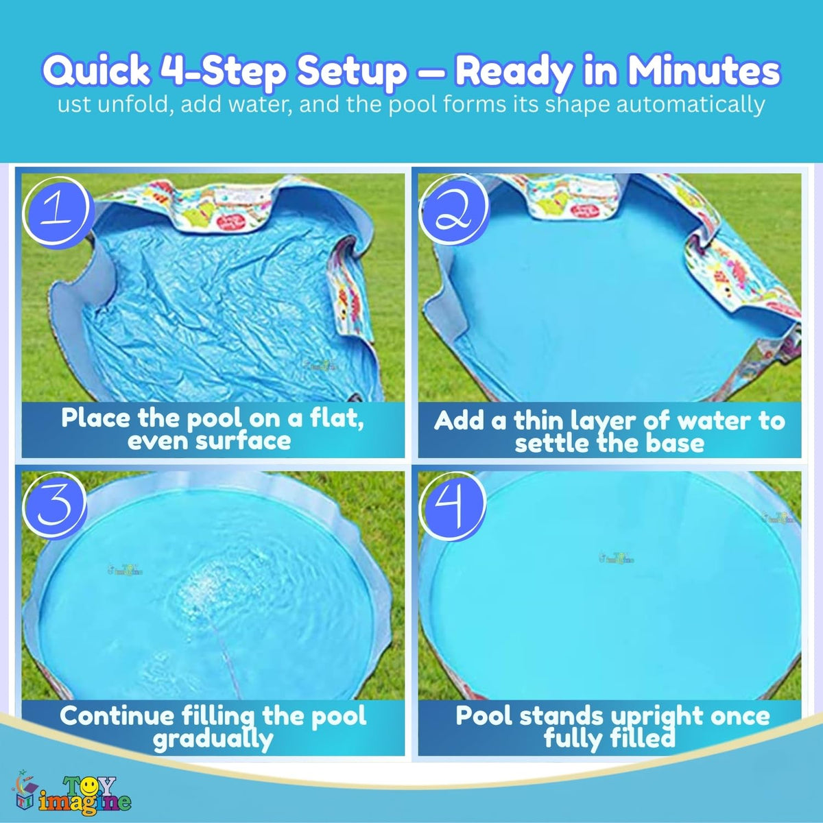 Toy Imagine 6 ft Kids Non Air Swimming Pool – Large Outdoor Snapset Pool for Kids | Foldable Portable Garden Water Pool | No Air Pump Required | Summer Pool for 1–10 Years
