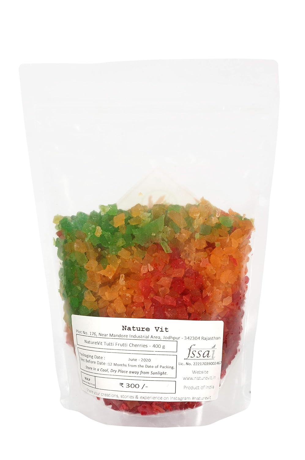 NatureVit Tutti Frutti 1 Kg | Sweet Fruit Cubes | Perfect for Cakes, Cookies, Ice-Creams, Breads & Indian Desserts