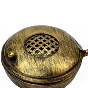 DSH CRAFTING YOUR CURIOSITY Metal Charcoal Incense Burner with Handle, Brown, for Home, Office, Temple, and Prayer Use