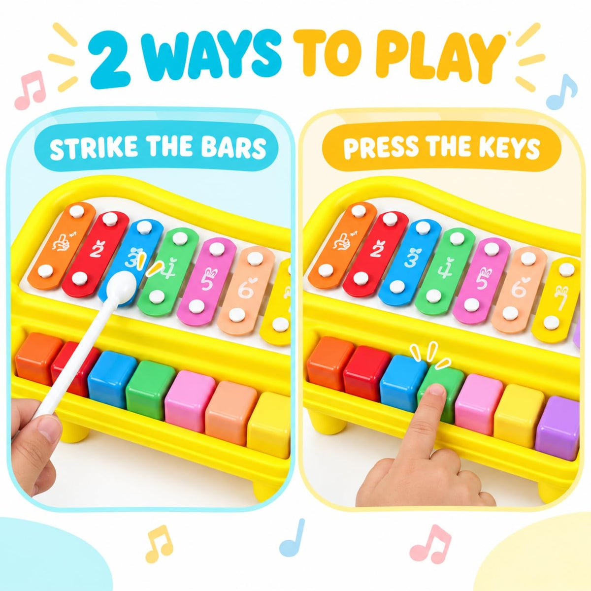 Toy Imagine Xylophone, 8-Key Musical Piano Toy for Kids