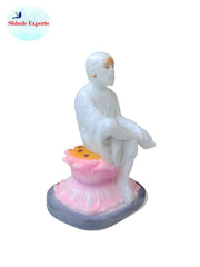 SHINDE EXPORTS Shirdi Sai Baba Marble Idol 4 inches, Superior Glossy and Smooth Finish (White)