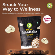 NatureVit Phool Makhana 250g [Jumbo-Size] | Hand Picked | Big Lotus Seeds | Gluten-Free | Low-Fat Snack