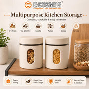 E-COSMOS® 500 ml Plastic Kitchen Storage Container Pack of 4 - Airtight Oval Container with Clear Window for Snacks, Tea, Coffee & Dry Fruits (Multicolor) (Pack Of 4, 500, Milliliters)