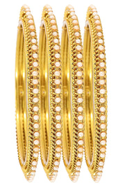 NMII Non-Precious Metal Base Metal with Beads Studded worked Glossy Finished Bangle/Kada Set For Women and Girls
