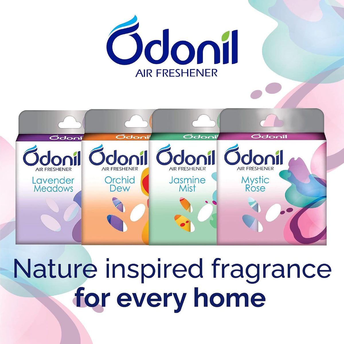 Odonil Bathroom Air Freshner Blocks Mixed Fragrances - 192g (48g*4) | Mixed Fragrances: Jasmine, Lavender, Orchid, Rose| Long Lasting Fragrance | Lasts upto 30 days (Pack of 2)
