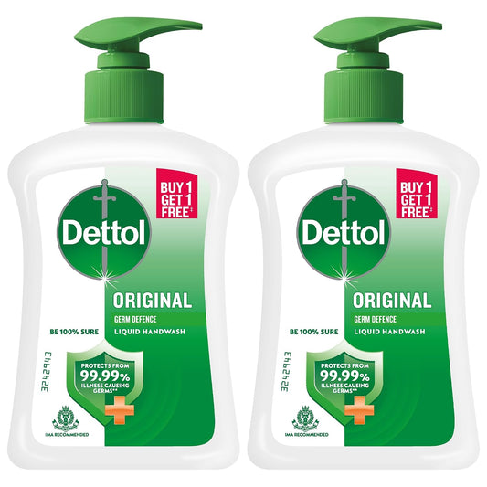 Dettol Liquid Handwash Dispenser Bottle Pump (210ml, - Original Hand Wash | Germ Defence Formula | 10x Better Germ Protection