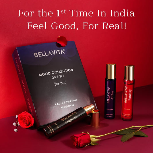 Bella Vita Luxury Mood Collection Gift Set 3x15ML | Long Lasting EDP Perfume for Women | Alpha, Fantasy & Magnetic | with Pink Pepper, Jasmine and Moss | Fruity, Floral Premium Fragrance for Woman