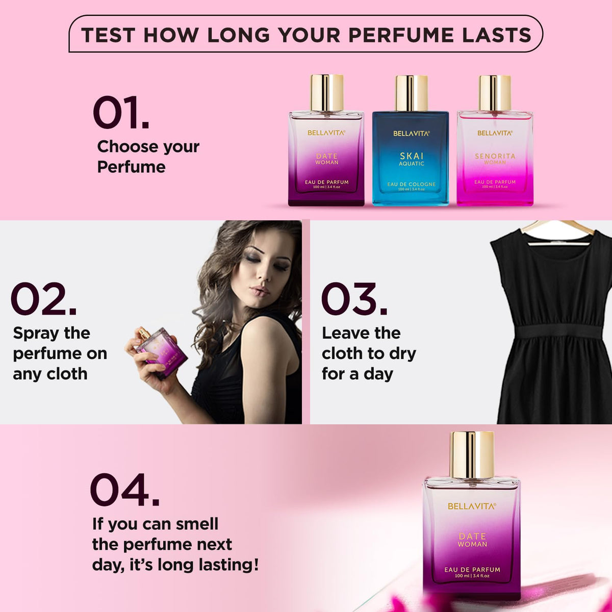 Bella Vita Luxury Date Woman Eau De Parfum Liquid Perfume With Pink Pepper, Jasmine & Vanilla, Premium, Long Lasting Floral & Fruity Fragrance For Women, 100ml (Pack Of 3)