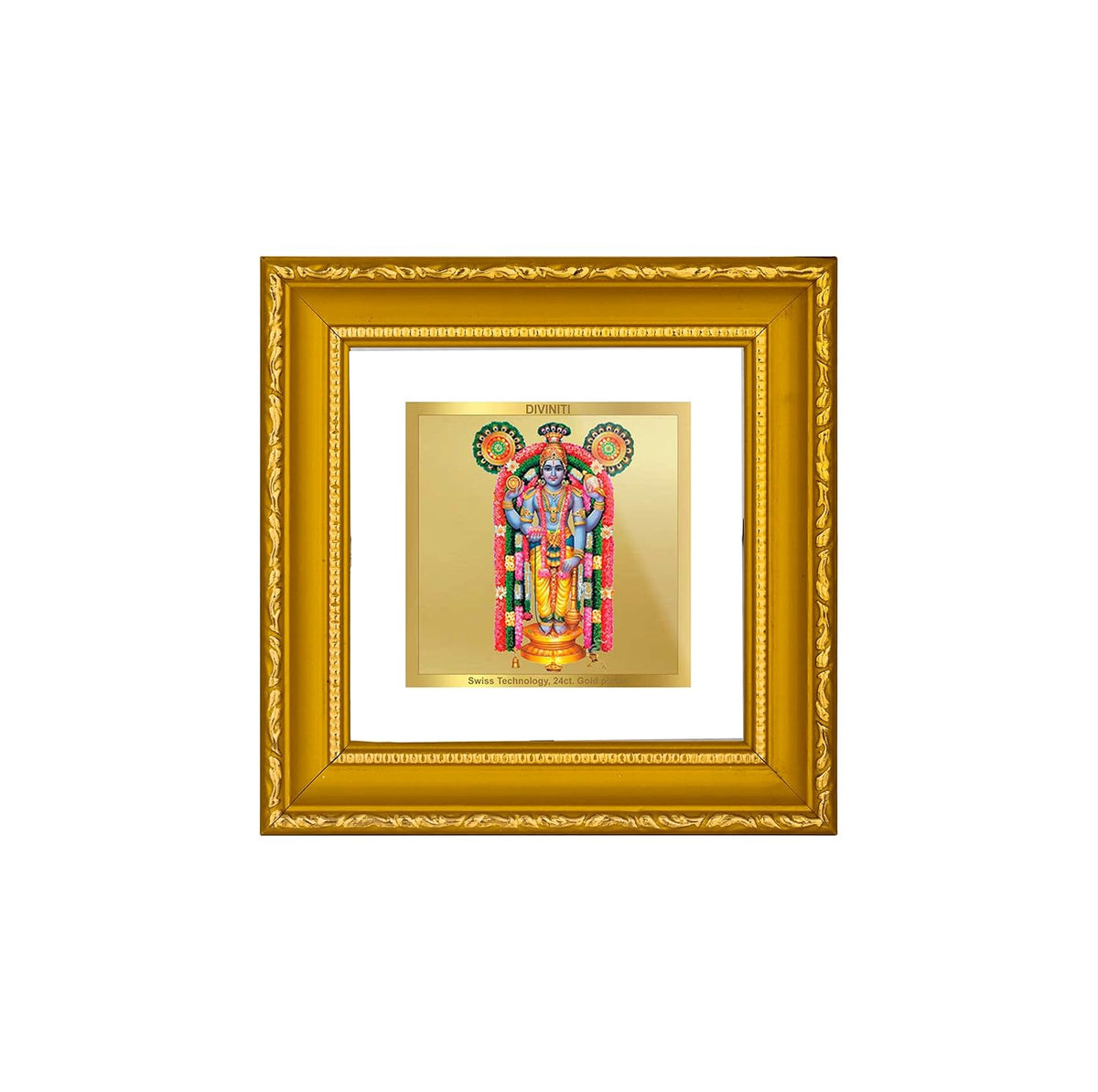 DIVINITI Guruvayurappan Gold Plated Wall Photo Frame, Table Décor| DG Frame 101 Size 1A and 24K Gold Plated Foil| Religious Photo Frame Idol For Pooja, Gifts Items (10 CM X 10 CM)