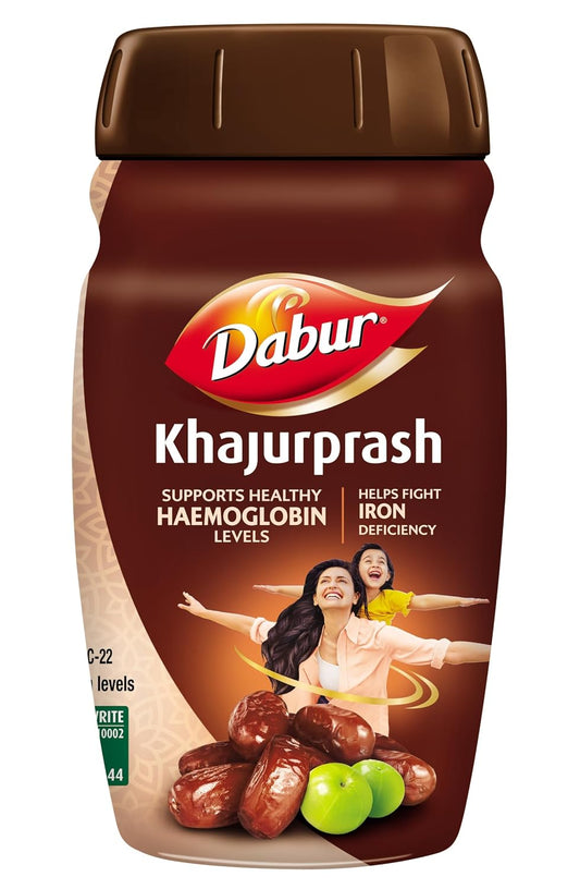 Dabur Khajurprash - 900g | 3X Immunity Action | Supports Healthy Haemoglobin Levels | Helps Fight Iron Deficiency | 40+ Chyawanprash Herbs | Natural Source of Iron | Goodness of Khajur & Giloy