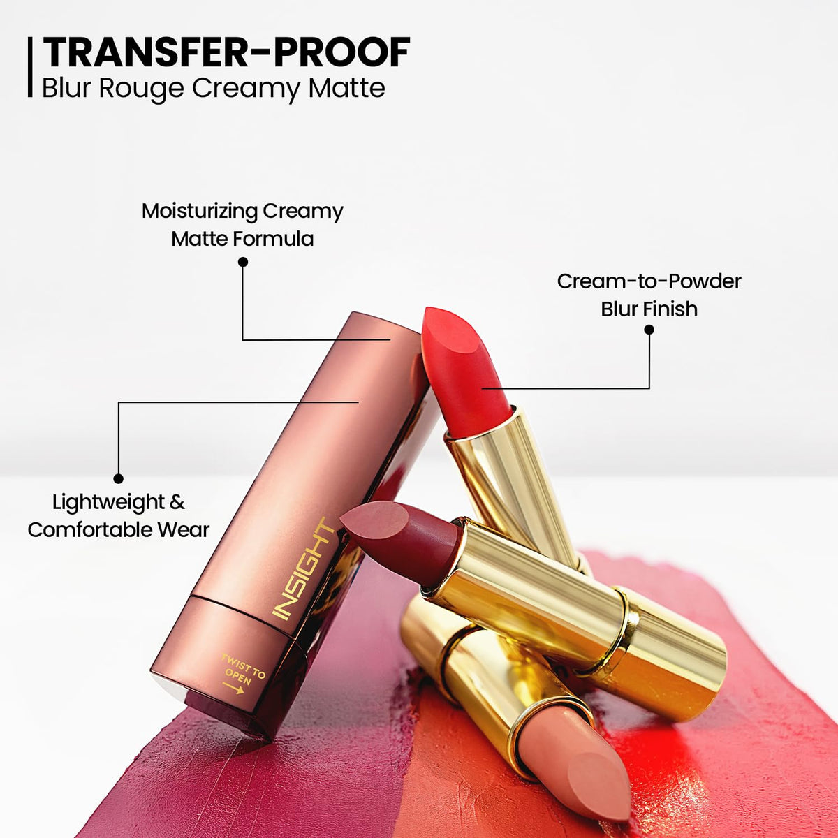 INSIGHT Cosmetics Blur Rouge Lipstick – Long Lasting | Matte Finish | Non-Transfer | Lightweight & Non-Sticky | One-Swipe Pigment (Own It) – 4.2g