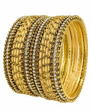 NMII Non-Precious Metal with Base Metal and Zircon Gemstone Studded Ball Chain Linked Glossy Finished Silk thread Bangle set for Women and Girls