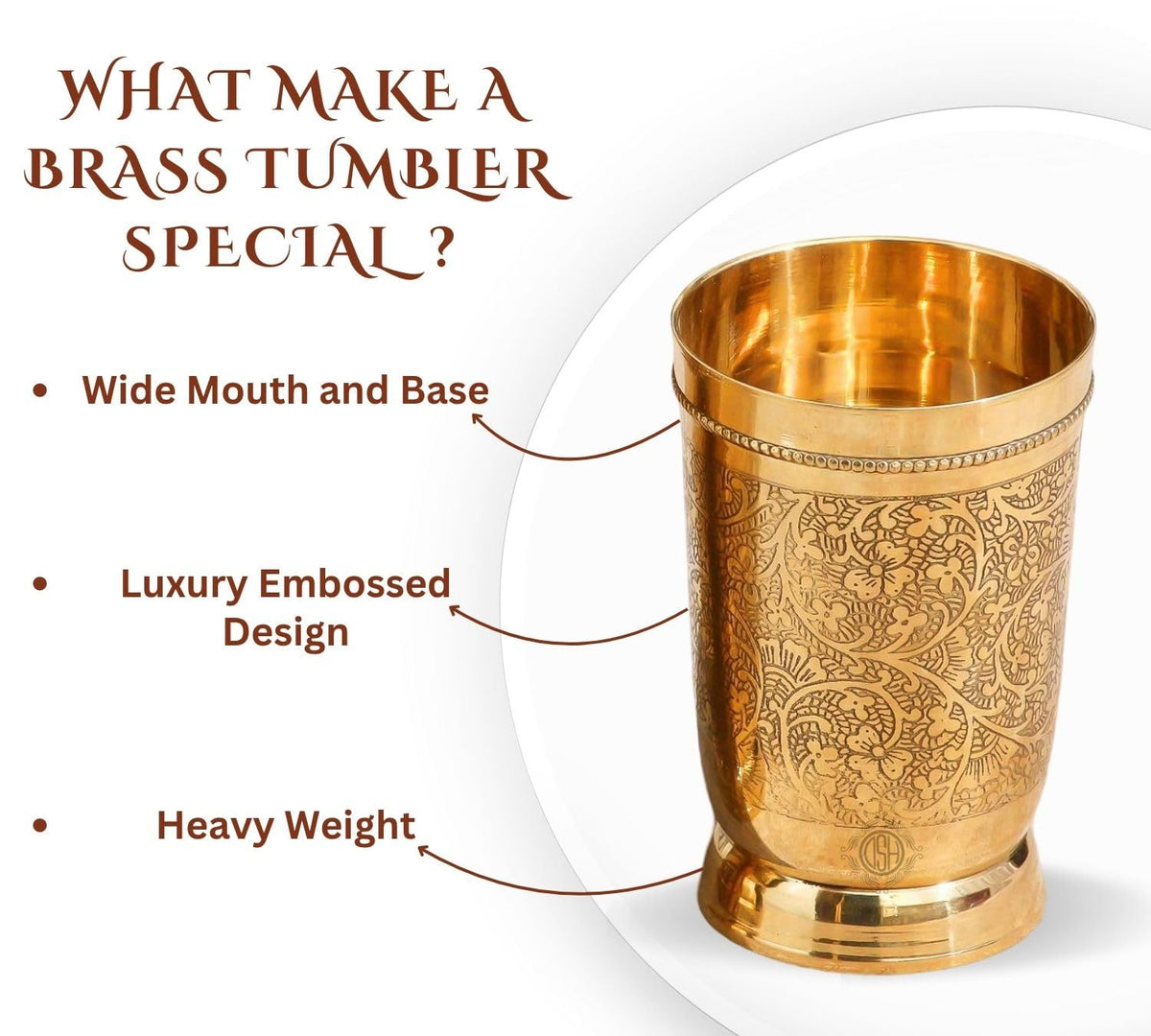 DSH Pure Brass Tumbler Glass Designer Drinking Water Glass Traditional Drinkware & Serveware Glass (1)
