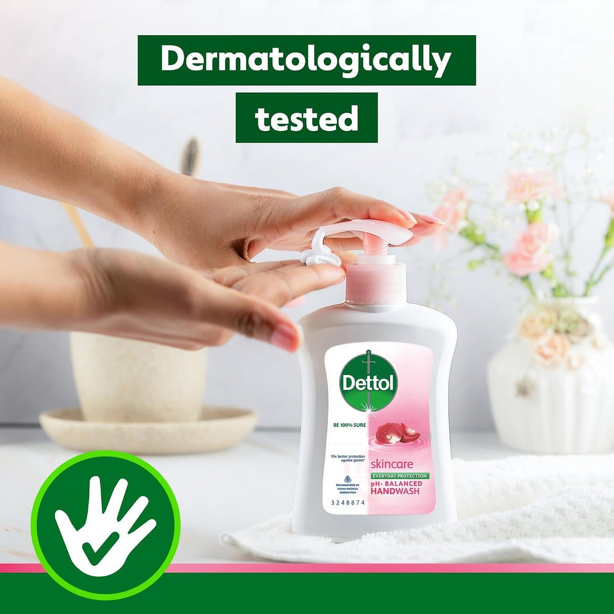 Dettol Liquid Handwash Dispenser Bottle Pump - Skincare Moisturizing Hand Wash (Pack of 3 - 200 ml each) | pH Balanced | 10x Better Germ Protection