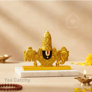 YaaNatural Yaa Catchy Lord Balaji Double-Sided Idol for Car Dashboard & Home Decor Gold Finish Venkateswara Face Statue | Spiritual Gift, Pooja & Office Idol (Balaji Double Side Gold)