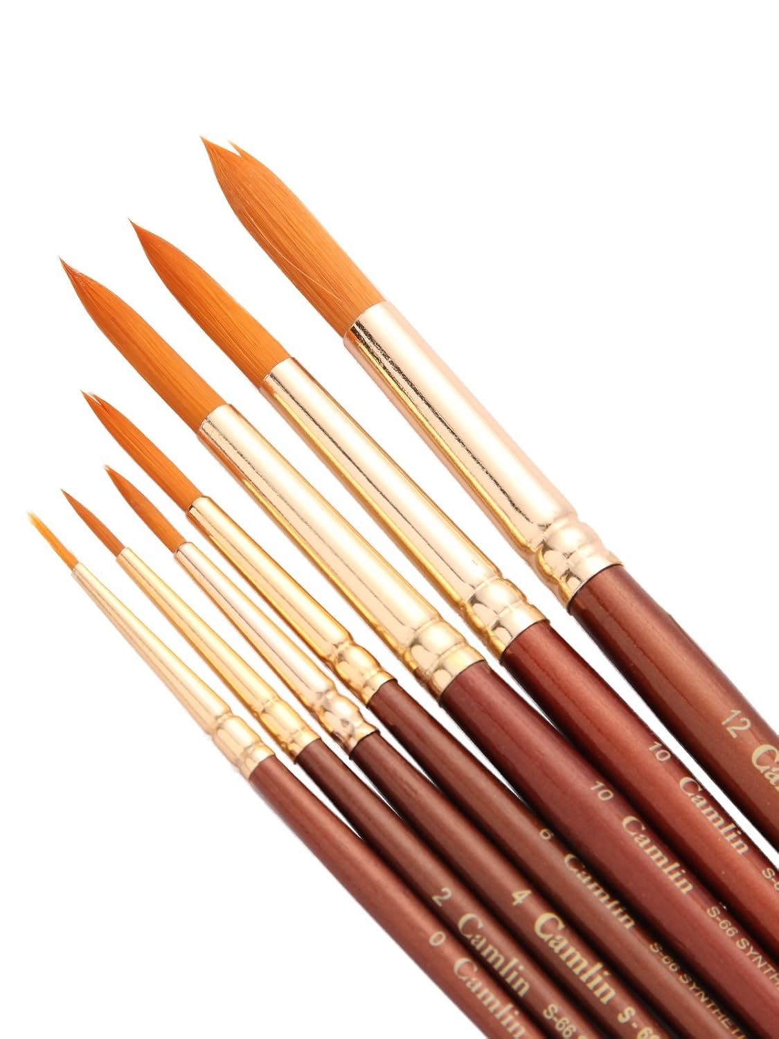 Camel Fabrica Acrylic Ultra Pearl and Metallic Colour Set - Pack of 20 (White) Paint Brush Series 66 - Round Synthetic Gold, Set of 7
