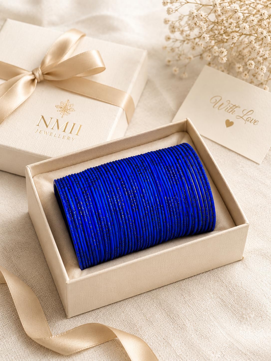NMII Metal with Cutting Design and Glitter Bangles Set For Women and Girls | Plain Metal Bangles | Stylish Women's Bangles