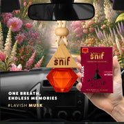 The Old Natural Snif Diamond Hanging Car Perfume | Car Air Freshener with Refill Pack (Lavish Musk 10ml + 15ml Refill Pack)