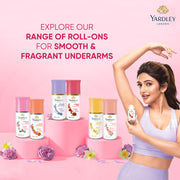 Yardley London London Rose Underarm Deodorant Roll On | With Licorirce Extract & Floral Extracts | Smooth & Eventoned Underarms | 72 H Long Lasting Floral Scent| 0% Alcohol & Dermat Approved | For Women | 50ml