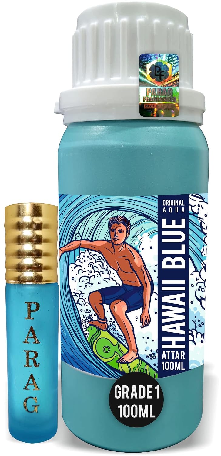 Parag Fragrances Non-Alcoholic & Long Lasting Attar Money Saver 100ml Pack (Hawaii Blue)
