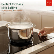 Parage Tri-Bond Stainless Steel Tope with Lid 2 Litre | Heavy Container Triply Bottom Patila, Bhagona/Bhigona | Gas & Induction Compatible | Steel Cooking Pot for Tea, Milk, Dal & Kitchen Daily Use