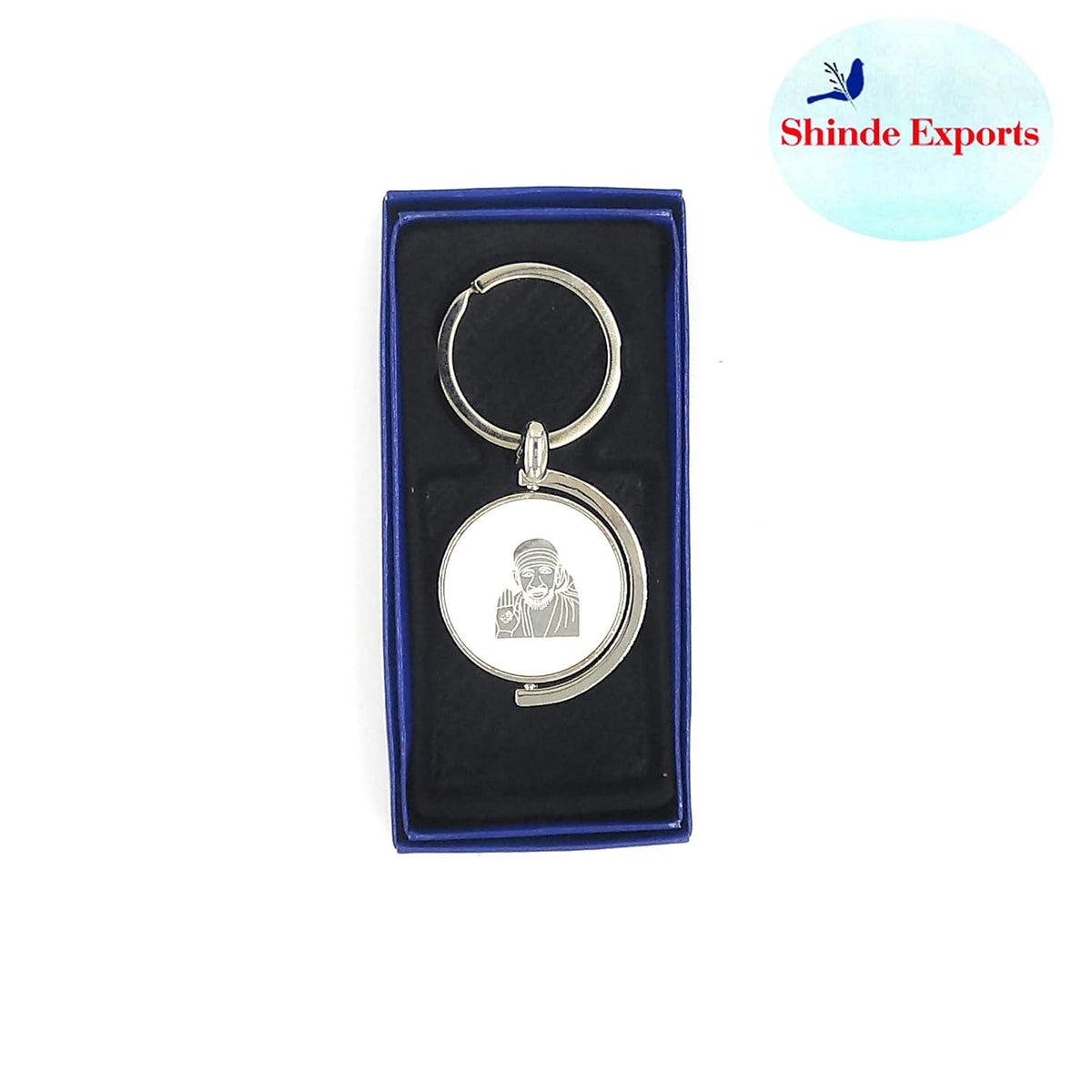 SHINDE EXPORTS Shirdi Sai Baba Stainless Steel Key Chains for car, Home and Bike (Circular revolving)