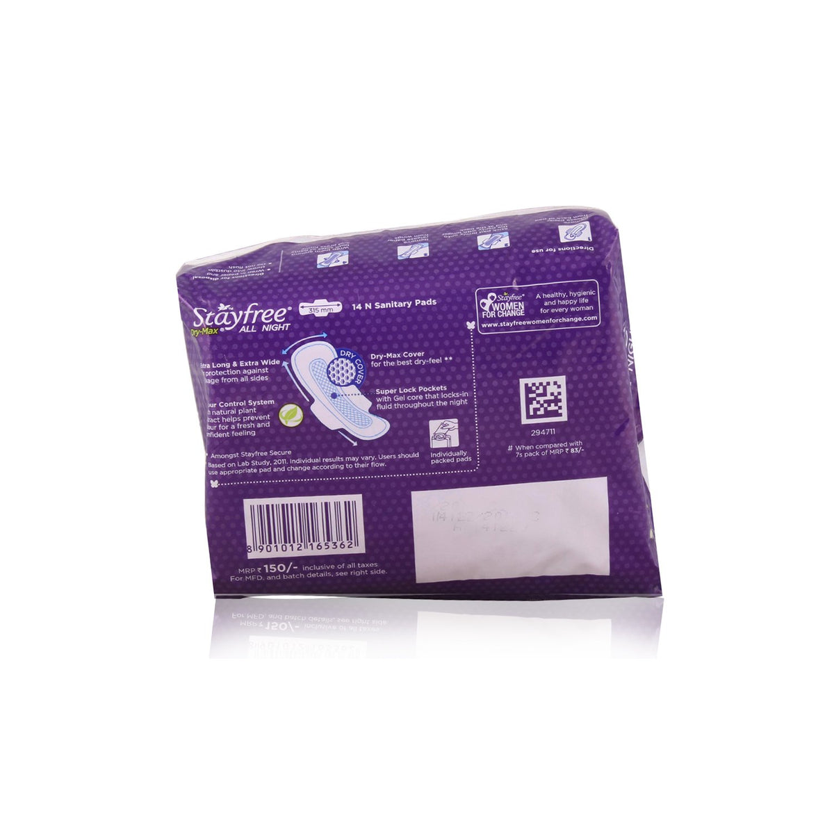 Stayfree Sanitary Napkins - All Night Dry Max (XL With Wings), 14pcs Pack