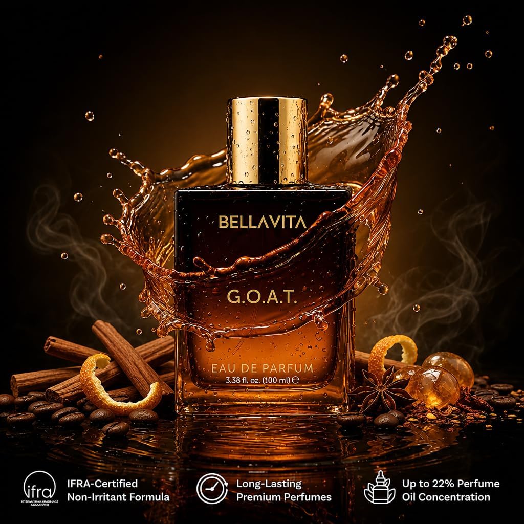 Bella Vita Luxury G.O.A.T Eau De Parfum for Men with Bergamot, Lavender & Patchouli | EDP Long Lasting Perfume Fragrance for All Occasions, 100 ML