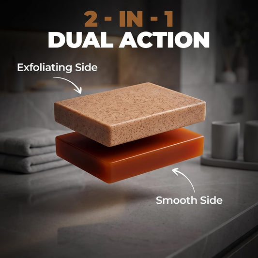Beardo De-Tan 2-in-1 Scrub Bathing Bar for Men,75g | Dual Action Cleansing & Exfoliation | Niacinamide, Kojic Acid, Glycolic Acid & Coffee Extracts | Helps Remove Tan, Dirt & Dead Skin