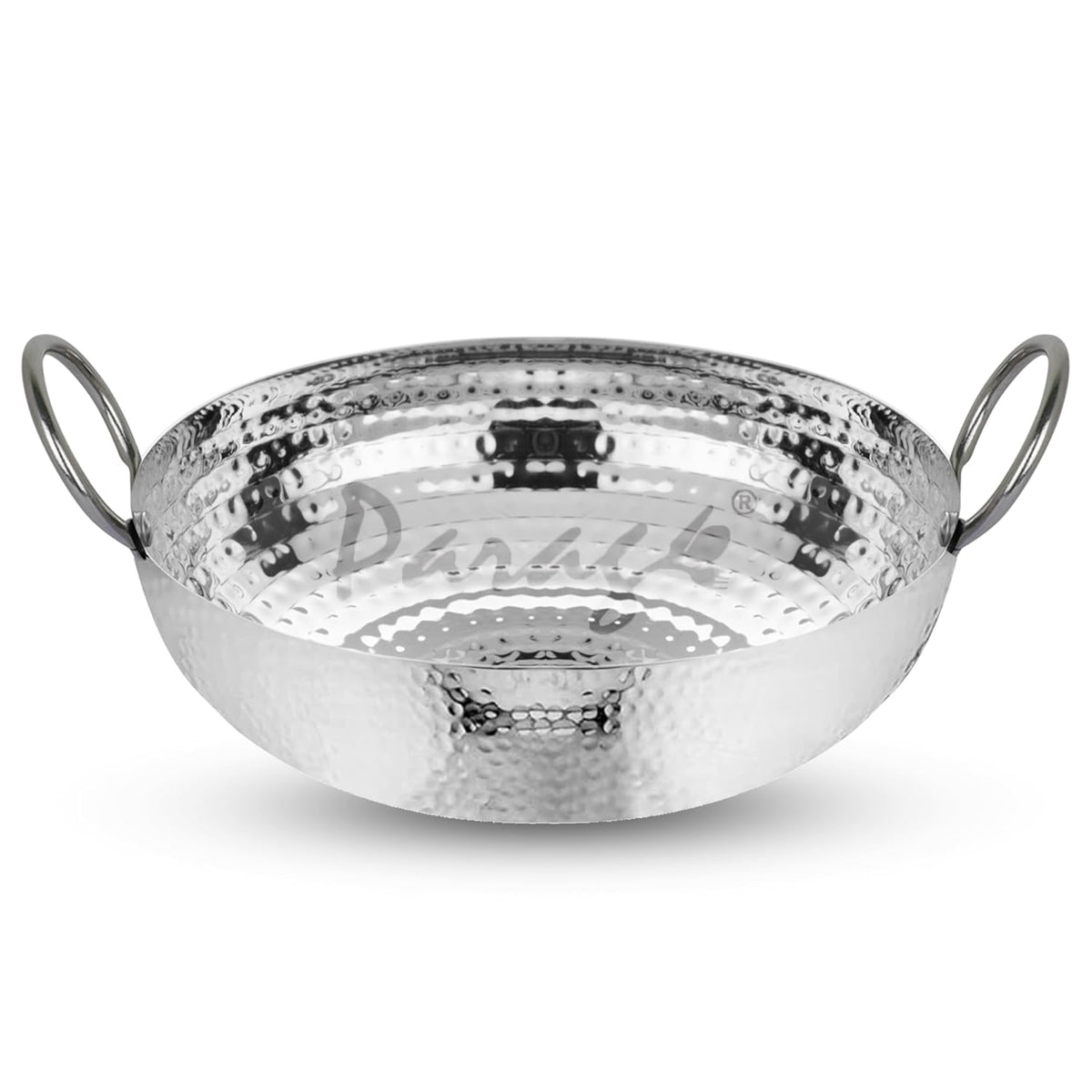 Parage 1 Piece Stainless Steel Hammered Kadhai 1.2 LTR. with Heavy Bottom for Kitchen/Utensils | Cooking, Deep Frying | Gas Stove Friendly Cookware (Silver)