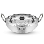Parage 1 Pieces Stainless Steel Hammered Kadhai 2 LTR with Heavy Bottom for Kitchen/Utensils for Cooking, Deep Frying | Gas Stove Friendly Cookware (Silver)