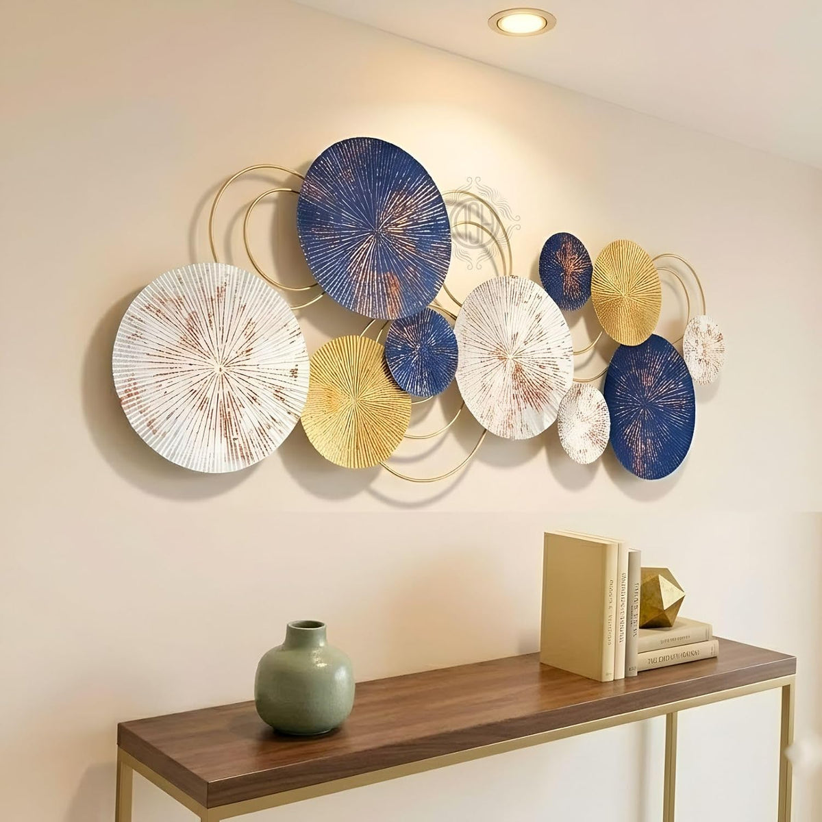 DSH CRAFTING YOUR CURIOSITY Metal Wall Art Wall Sculpture Wall Hanging Showpiece Perfect For Home (18-Circle-Blu)