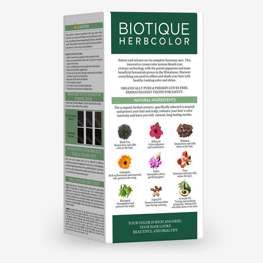 Biotique Herbcolor Conditioning Hair Colour l Ammonia Free Hair Color l 9 Organic Herbal Extracts l Natural and Healthy Shine l 50g + 110ml| Darkest Brown 3N (Pack of 2)