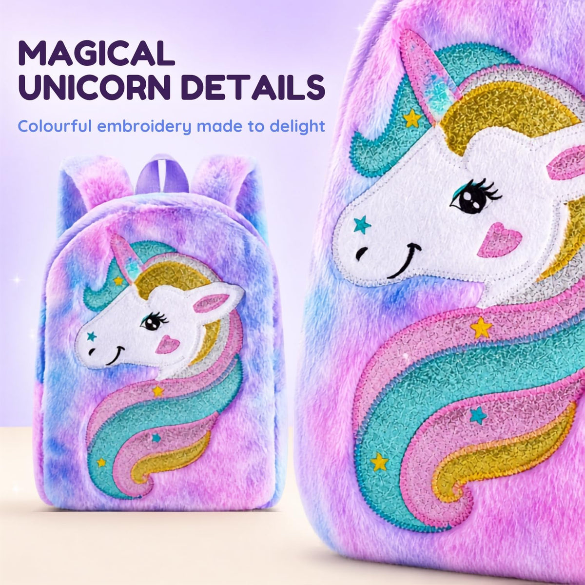 Toy Imagine Kids Soft Plush Unicorn Backpack for Girls 2-5 Years