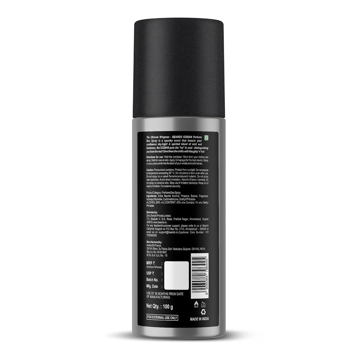 Beardo ICEMAN Body Spray for Men | Long Lasting Deodorant | Fragrance Body Spray | Amber Woody, Aromatic Fresh | Gift for Men & Friends | 150ml