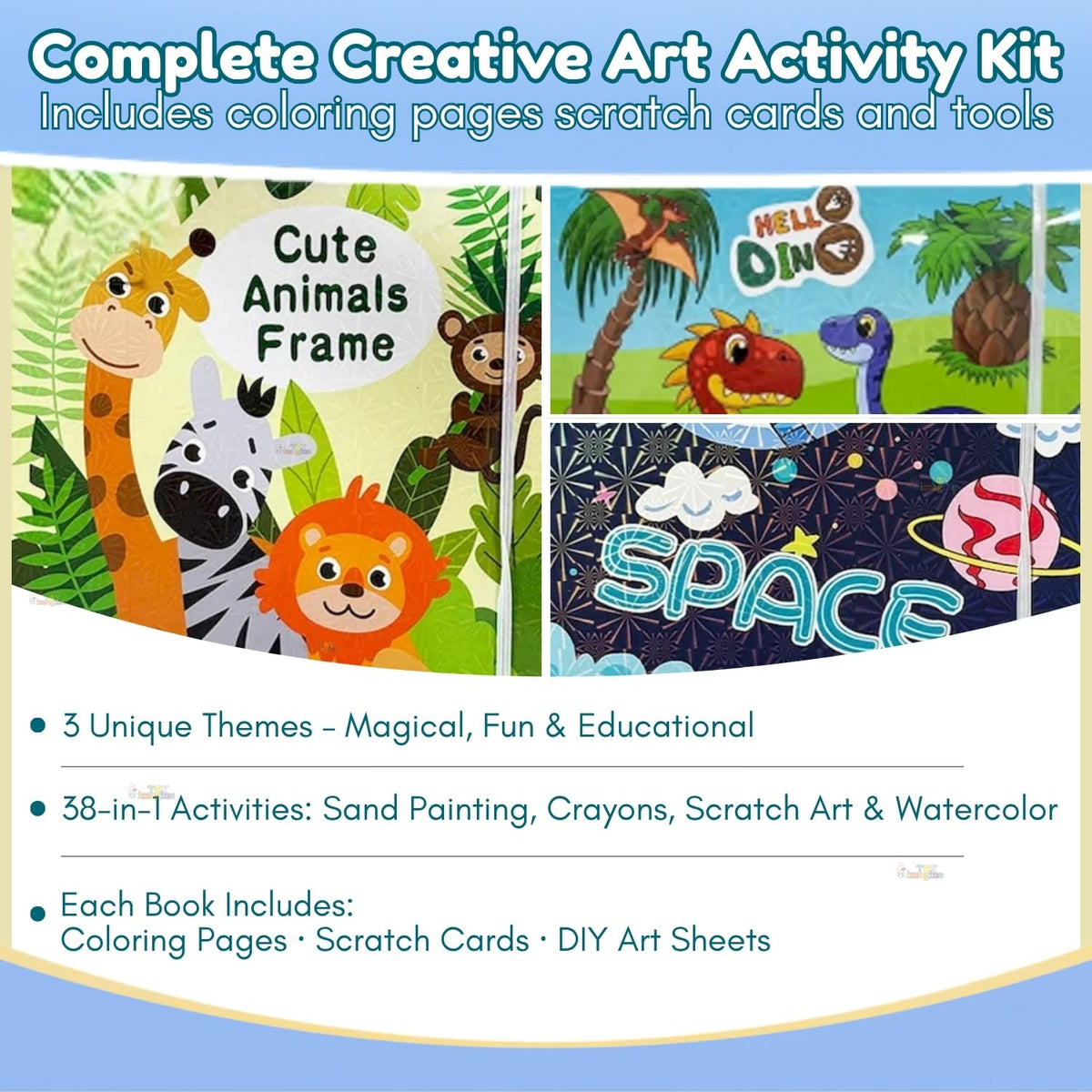 Toy Imagine Coloring Book Art Kit for Kids 6-12 with Crayons & Pencils