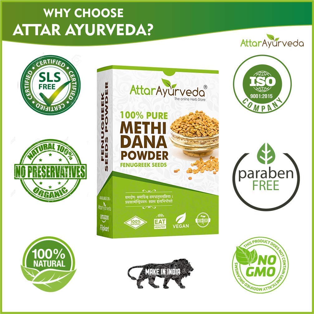 Attar Ayurveda Methi Seed Powder For Hair Growth - 200 g | Fenugreek Powder