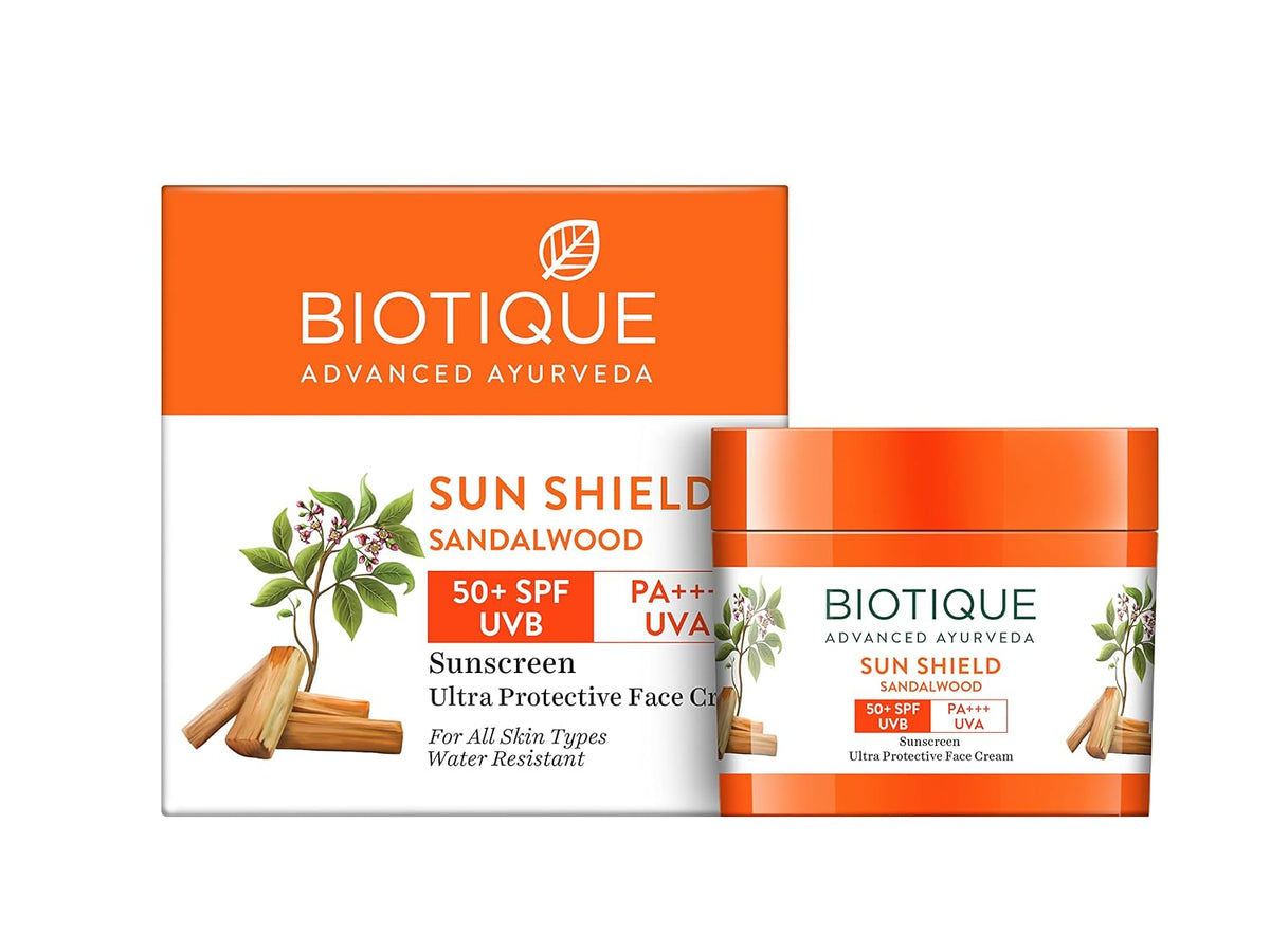Biotique Bio Sandalwood Sunscreen Ultra Soothing Face Lotion, SPF 50+ |Ultra Protective Lotion| Keeps Skin Soft, Fair and Moisturized| Water Resistant| For All Skin Types| 50ml