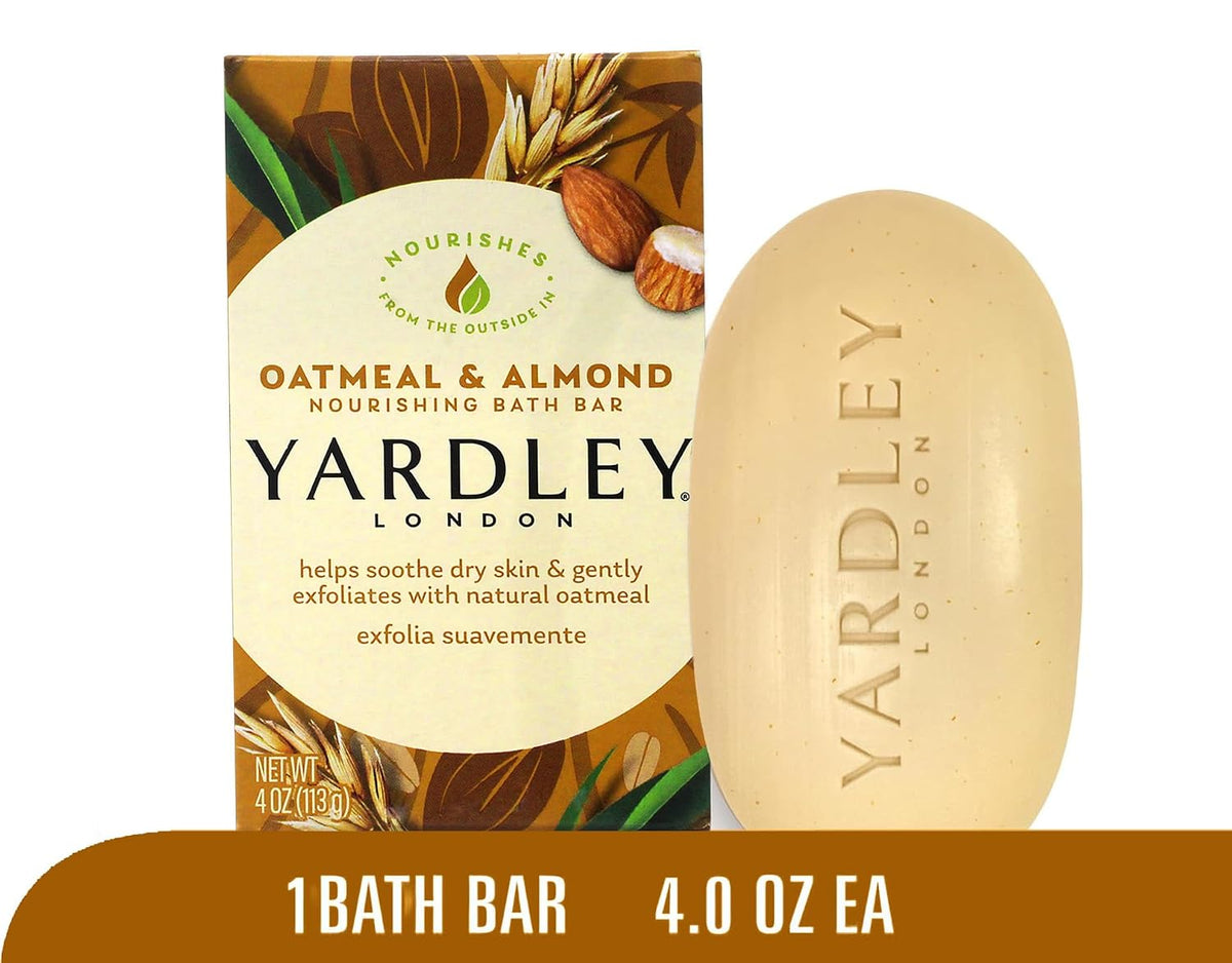 Yardley London Moisturizing Bar Oatmeal & Almond with Natural Oats 4.25 oz (Pack of 2)