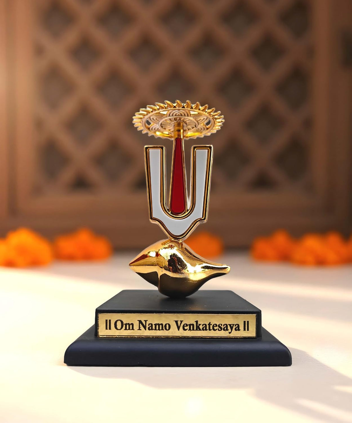 SHINDE EXPORTS Religious Plastic car Dashboard Idols Accessories Stand venkateshwara Shiva tirupati Balaji, Ganesha for Decoration Items Symbol (Sudarshan & shankh)