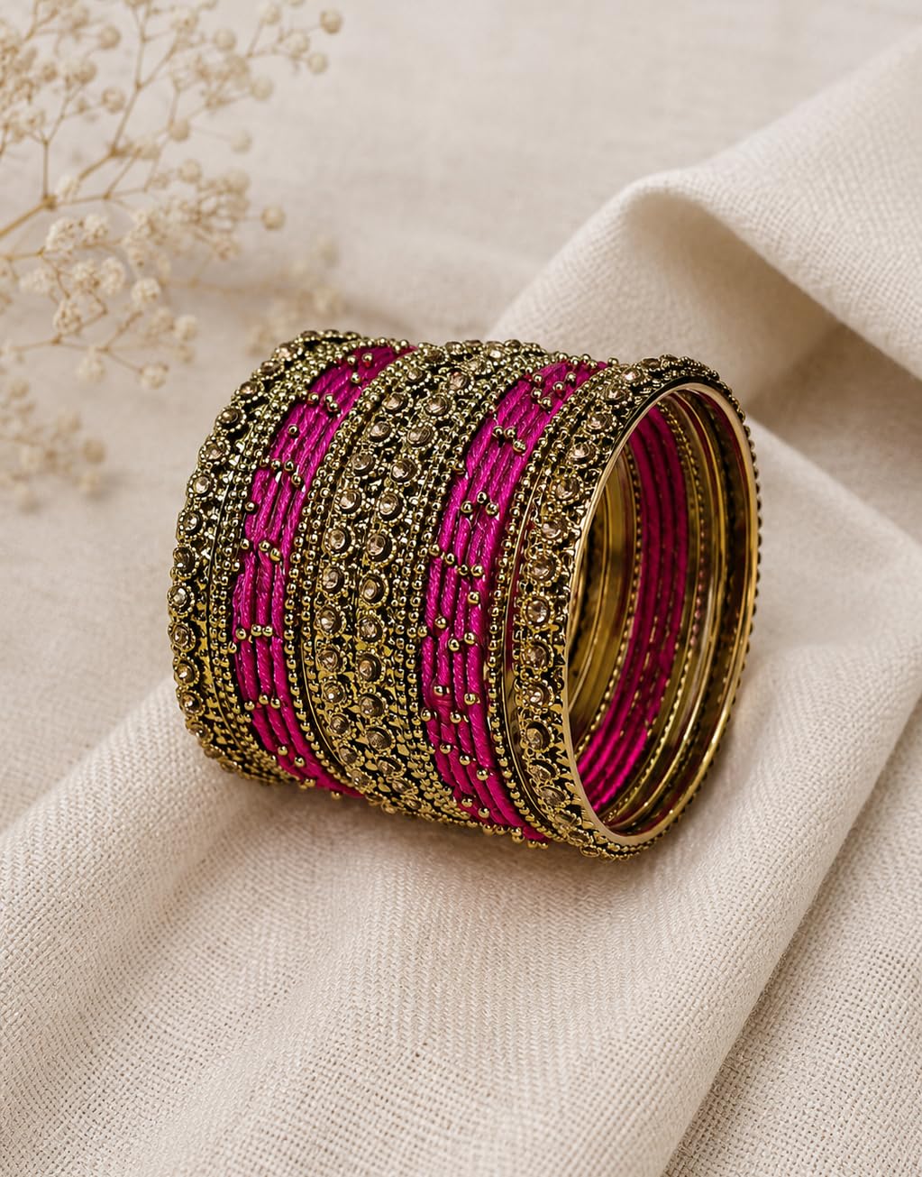 NMII Get your traditions Valentine Gift for Girls & Women Silk Thread Bangle Set With Zircon For Womne & Girls