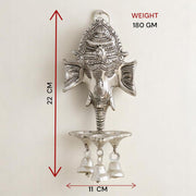 KridayKraft Aluminium Antique Look Statue/Idol Ganesh Wall Hanging with Diya's and Bells,Weight - 180 GMS
