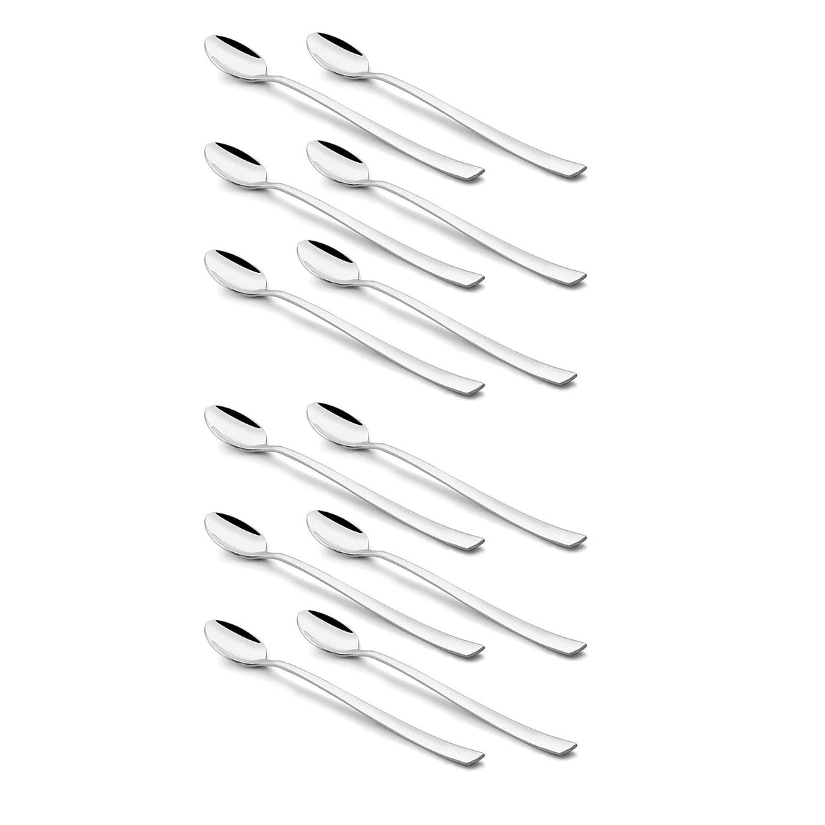 Parage Stainless Steel Soda Spoon 12 PCS, 20.5 cm Length, Ice Cream Spoon for Tall Glasses, Cocktail Bar Long Handle Spoon, Milkshake Spoon, Bournvita Spoon, Bar Set, Set of 12, Silver