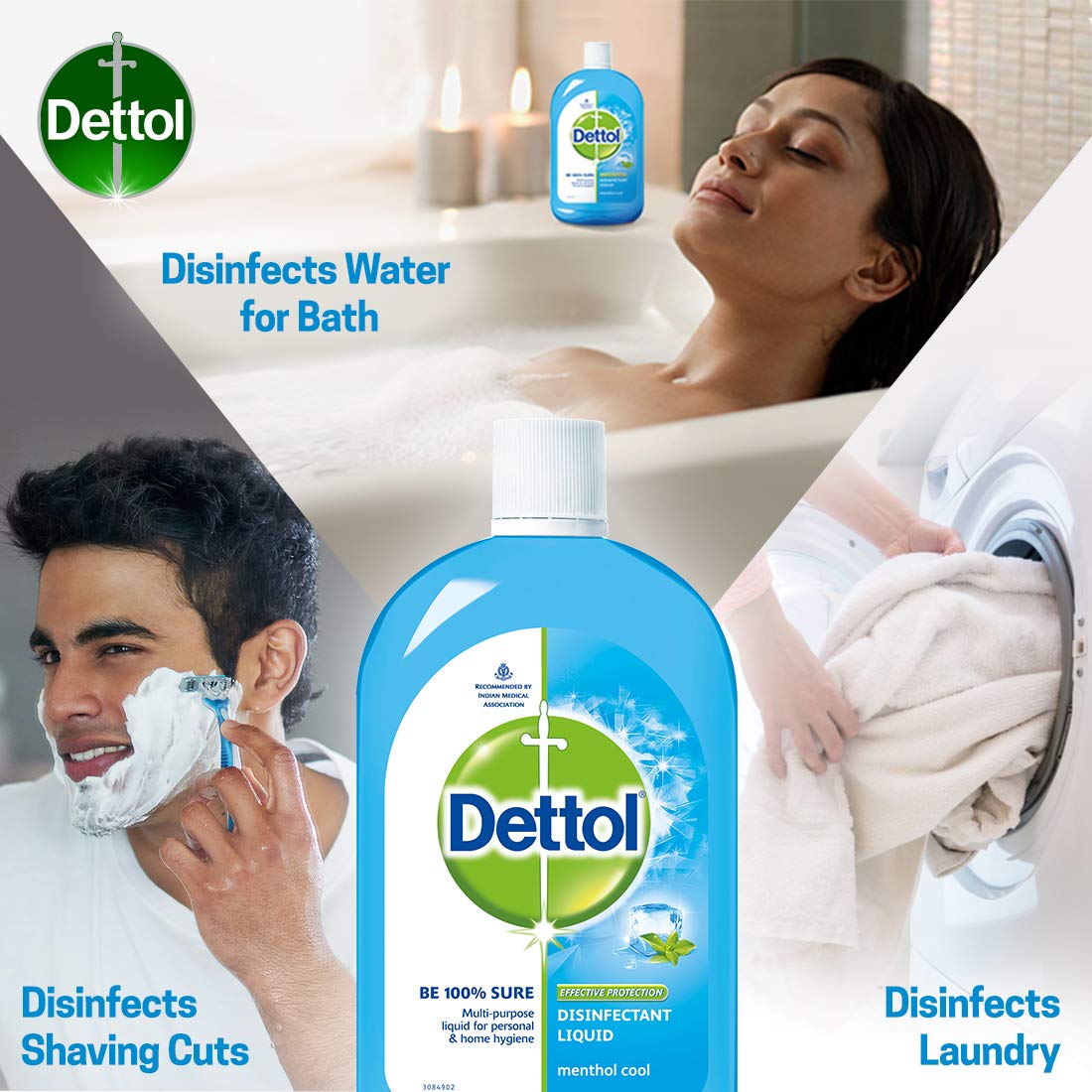 Dettol Liquid Disinfectant for Multi-Purpose Germ Protection, Menthol Cool, 200 ml (Pack of 2)