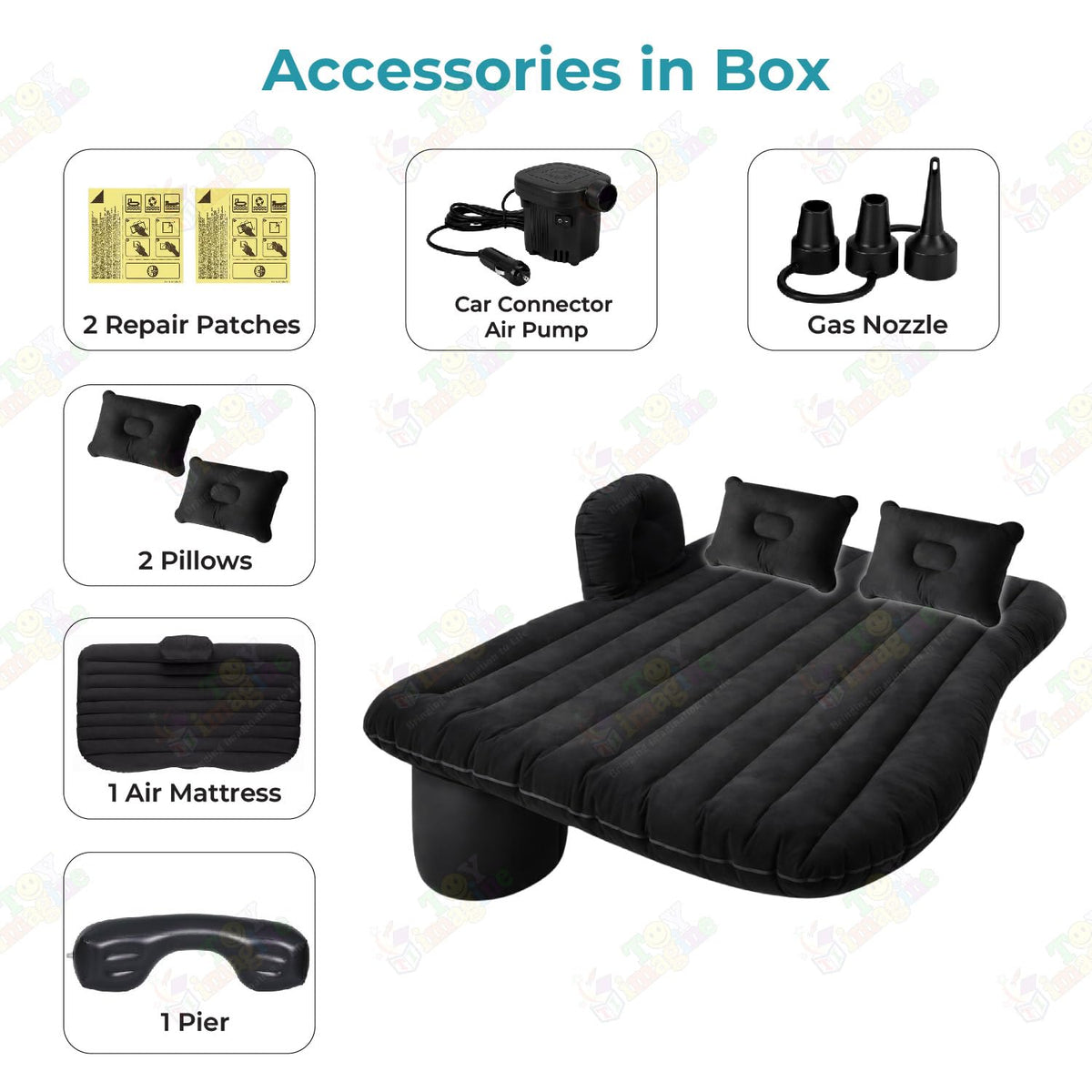 Toy Imagine Inflatable Car Bed with Air Pump & 2 Pillows