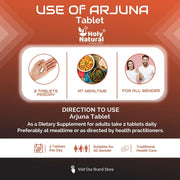 Holy Natural Arjuna Tablet – 120 tablet (500 mg/tab) | Ayurvedic Herbal Supplement | Supports Heart Health & Wellness