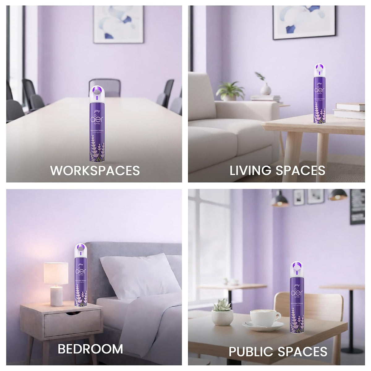 Godrej aer Spray | Room Freshener for Home & Office - Lavender Bloom (180 ml) | Long-Lasting Fragrance