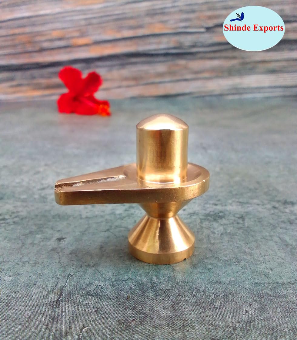 SHINDE EXPORTS Original pital Brass Metal shivling for Home puja Abhishek (4.5cm)