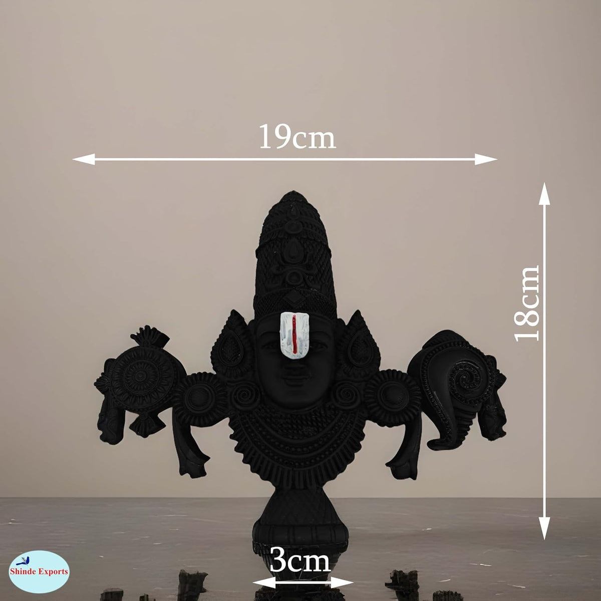 SHINDE EXPORTS tirupati Balaji Marble Idol for Desk Pooja Room car Dashboard Home Office décor (Black, 7 inches)