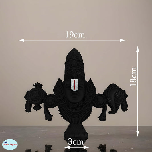 SHINDE EXPORTS tirupati Balaji Marble Idol for Desk Pooja Room car Dashboard Home Office décor (Black, 7 inches)